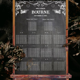 Vintage Moderne Zwarte Schoolbord Zitplaatskaart Poster