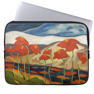 Vintage modernistische rode klaprozen surreëel lan laptop sleeve