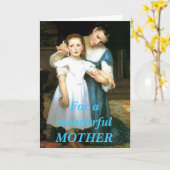 Vintage moeder en dochterwenskaart kaart (Gele Bloem)