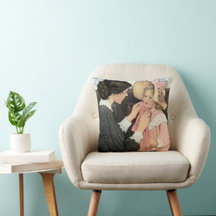 Vintage Moeder en Kind door Jessie Willcox Smith Kussen