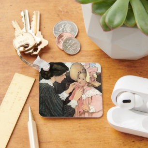 Vintage Moeder en Kind door Jessie Willcox Smith Sleutelhanger