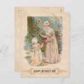 Vintage moeder en kind met Moederdag begroeting Feestdagenkaart (Voorkant / Achterkant)