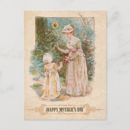 Vintage moeder en kind met Moederdag begroeting Feestdagenkaart (Voorkant)