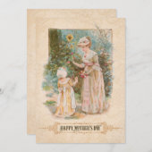 Vintage moeder en kind met Moederdag begroeting Feestdagenkaart (Voorkant / Achterkant)