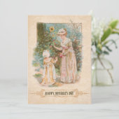 Vintage moeder en kind met Moederdag begroeting Feestdagenkaart (Staand voorkant)