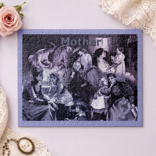 Vintage Moeder en Kinderen Kunst Collage Legpuzzel