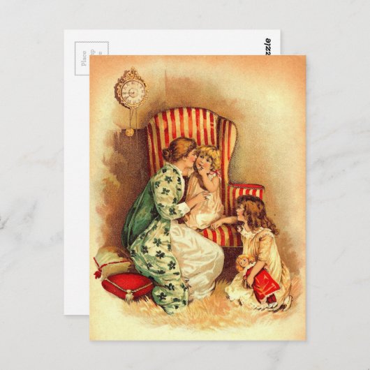 Vintage Moeder en Kinderen - Moederdag Briefkaart (Voorkant / Achterkant)