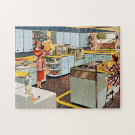 vintage moeder en meisje legpuzzel