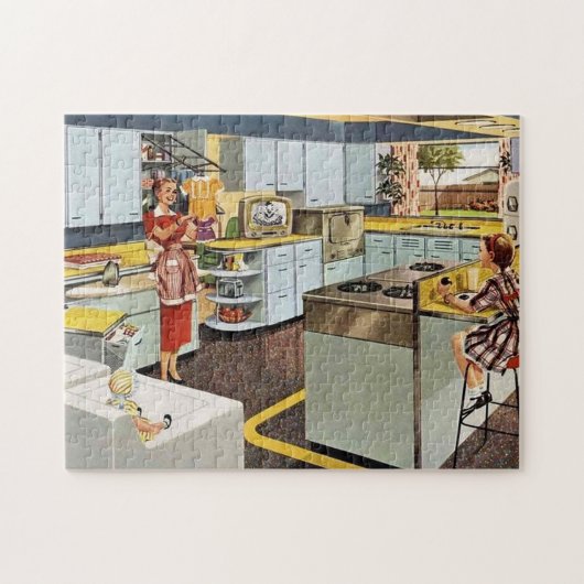 vintage moeder en meisje legpuzzel (Horizontaal)