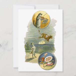 Vintage Moeder Goose Nursery Rhyme Hey Diddle Kaart