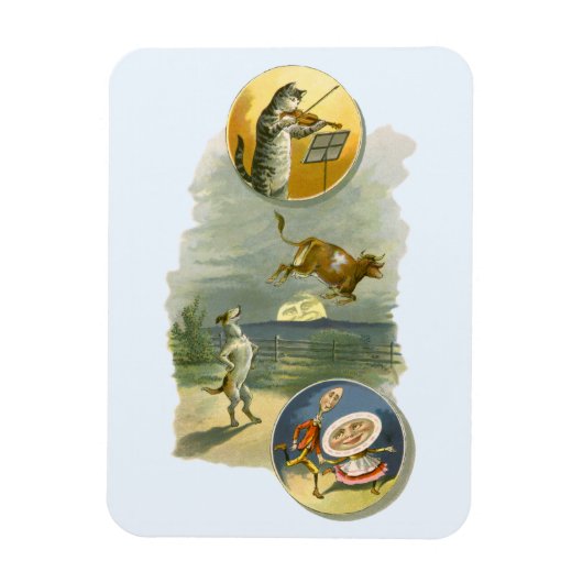 Vintage Moeder Goose Nursery Rhyme Hey Diddle Magneet (Verticaal)