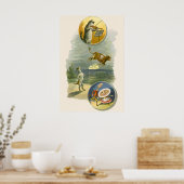 Vintage Moeder Goose Nursery Rhyme Hey Diddle Poster (Keuken)