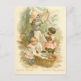 Vintage Moeder helpen Briefkaart