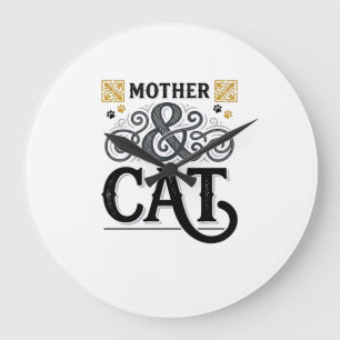 Vintage Moeder Kat T-shirt Ontwerp voor Kat Moeder Grote Klok