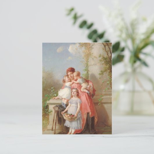 Vintage - Moeder & kinderen Briefkaart (Staand voorkant)