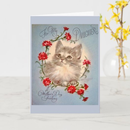 Vintage Moederdag - aan Mijn Dochter, Kaart (Gele Bloem)