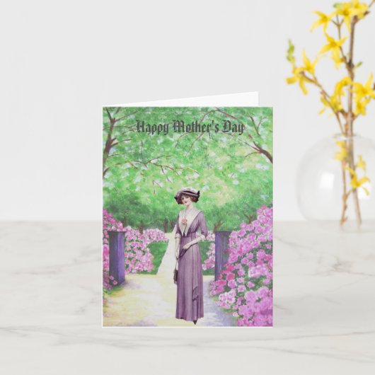 Vintage Moederdag  Kaart (Gele Bloem)