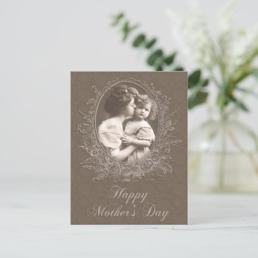 Vintage Moederdag moeder en kind Briefkaart (Staand voorkant)