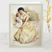 Vintage Moederdag moeder en kind Kaart (Gele Bloem)