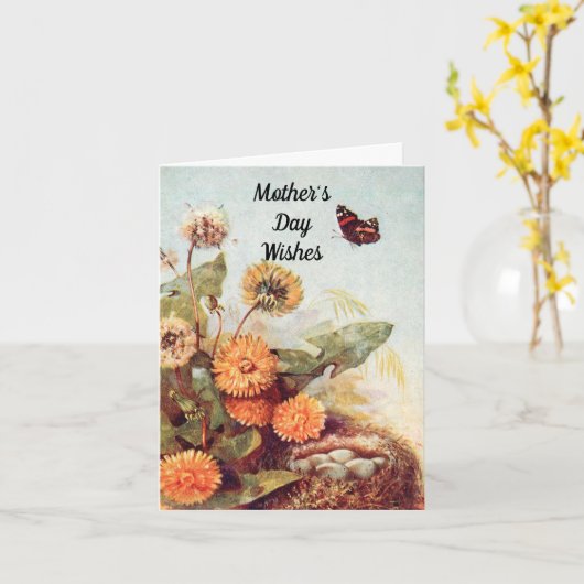 Vintage Moederdag Wenskaart Kaart (Gele Bloem)