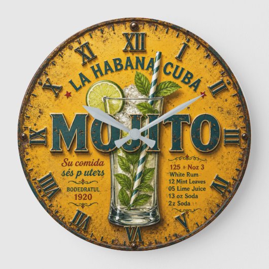 Vintage Mojito Cuban Cocktail Kitchen Grote Klok (Voorkant)