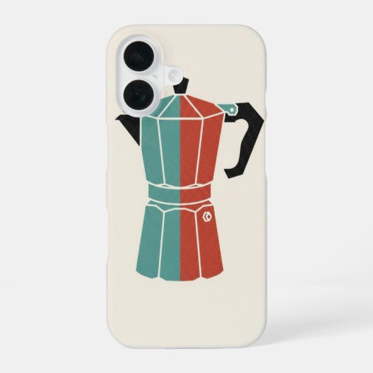 Vintage Moka Pot Icon iPhone 16 Hoesje (Achterkant)