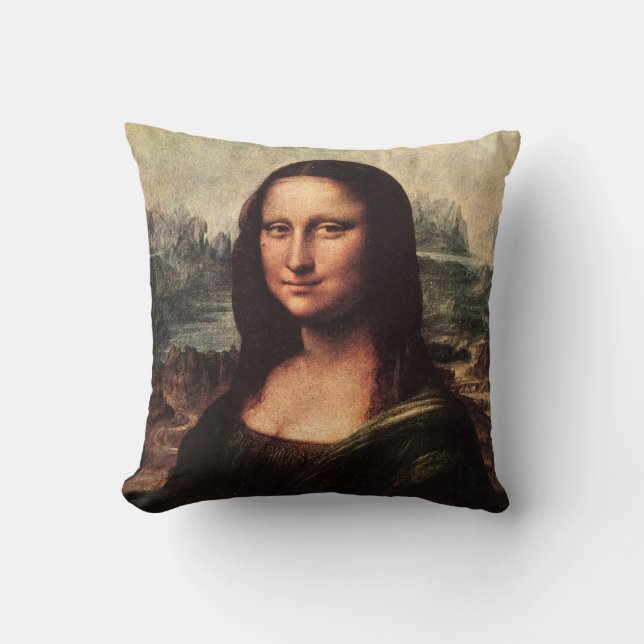 Vintage Mona Lisa Kussen Leonardo DaVinci (Voorkant)