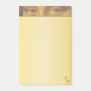 Vintage Mona Lisa Ogen & Monogram op Goud Post-it® Notes
