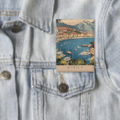 Vintage Monaco Haven Reis Scene Aangepaste Tekst Button (Insitu)
