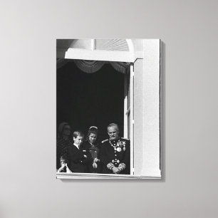 Vintage Monaco-prinselijke familie in palatbalkon Canvas Afdruk