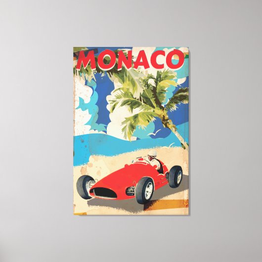 VINTAGE MONACO RACE REISPOSTER CANVAS AFDRUK (Voorkant)