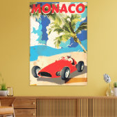 VINTAGE MONACO RACE REISPOSTER CANVAS AFDRUK (Insitu (Woonkamer))