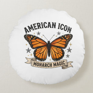 Vintage Monarch Vlinder Amerikaanse Icoon Lendekus Rond Kussen