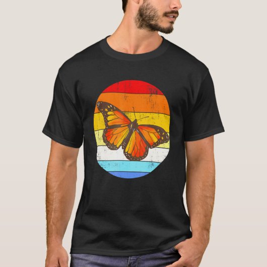 Vintage Monarchvlinder Retro Rups T-shirt (Voorkant)