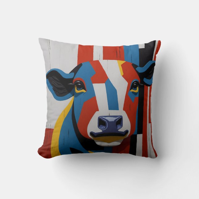 vintage mondrian animal cow  kussen (Voorkant)