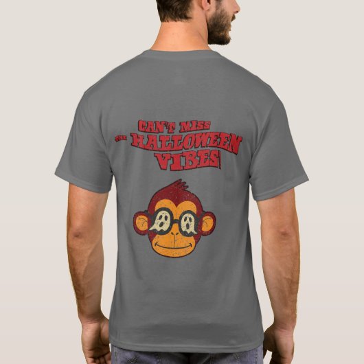 Vintage Monkey Ghost – Mis Halloween Niet T-shirt (Achterkant)