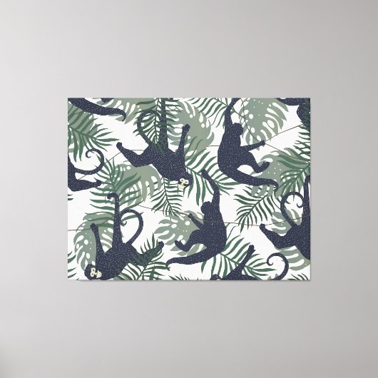 Vintage Monkey Pattern Canvas Afdruk (Voorkant)