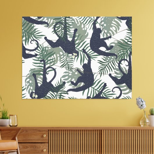 Vintage Monkey Pattern Canvas Afdruk (Insitu (Woonkamer))