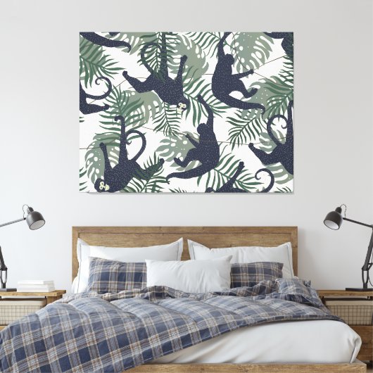 Vintage Monkey Pattern Canvas Afdruk (Insitu (Slaapkamer))