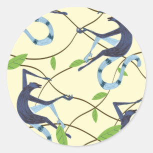 Vintage Monkeys Poster Ronde Sticker