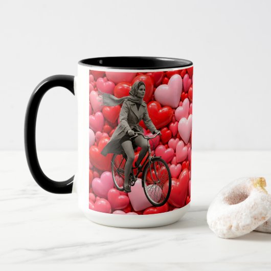 Vintage mono en koffiemok de mok (Met donut)