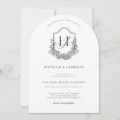 Vintage Monogram | Bloemrijke Boho Trouwuitnodigin Kaart (Voorkant)