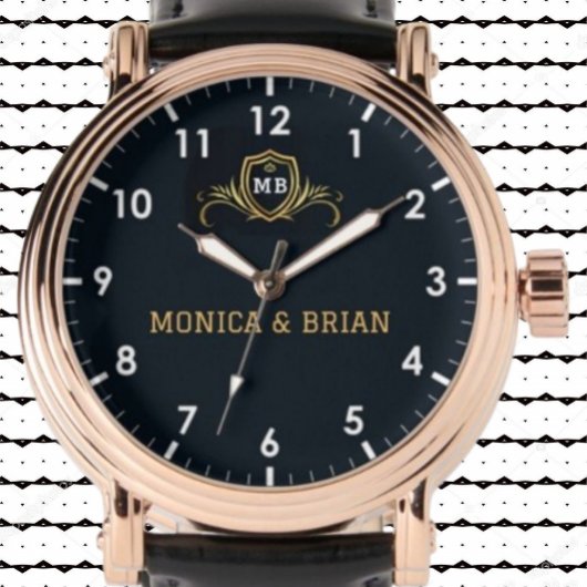 Vintage Monogram couple names gift Horloge