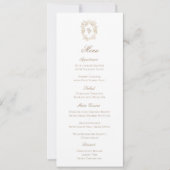 Vintage Monogram Crest Wedding Reception Menu Card (Voorkant)