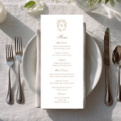 Vintage Monogram Crest Wedding Reception Menu Card