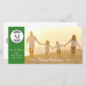 Vintage Monogram Groen - Fotokaart Feestdagenkaart (Voorkant / Achterkant)