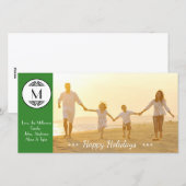 Vintage Monogram Groene - Fotokaart Feestdagenkaart (Voorkant / Achterkant)