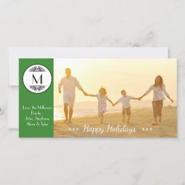 Vintage Monogram Groene - Fotokaart Feestdagenkaart