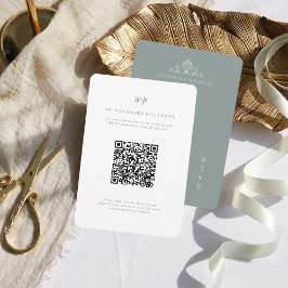Vintage Monogram | Huwelijksreactie QR Code RSVP Kaartje