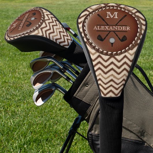 Vintage Monogram Initiaal Chevron Golfheadcover